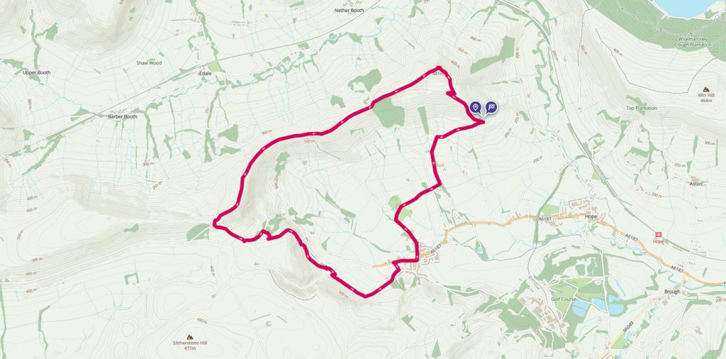 Walking The Ridge to conquer Mam Tor route on map