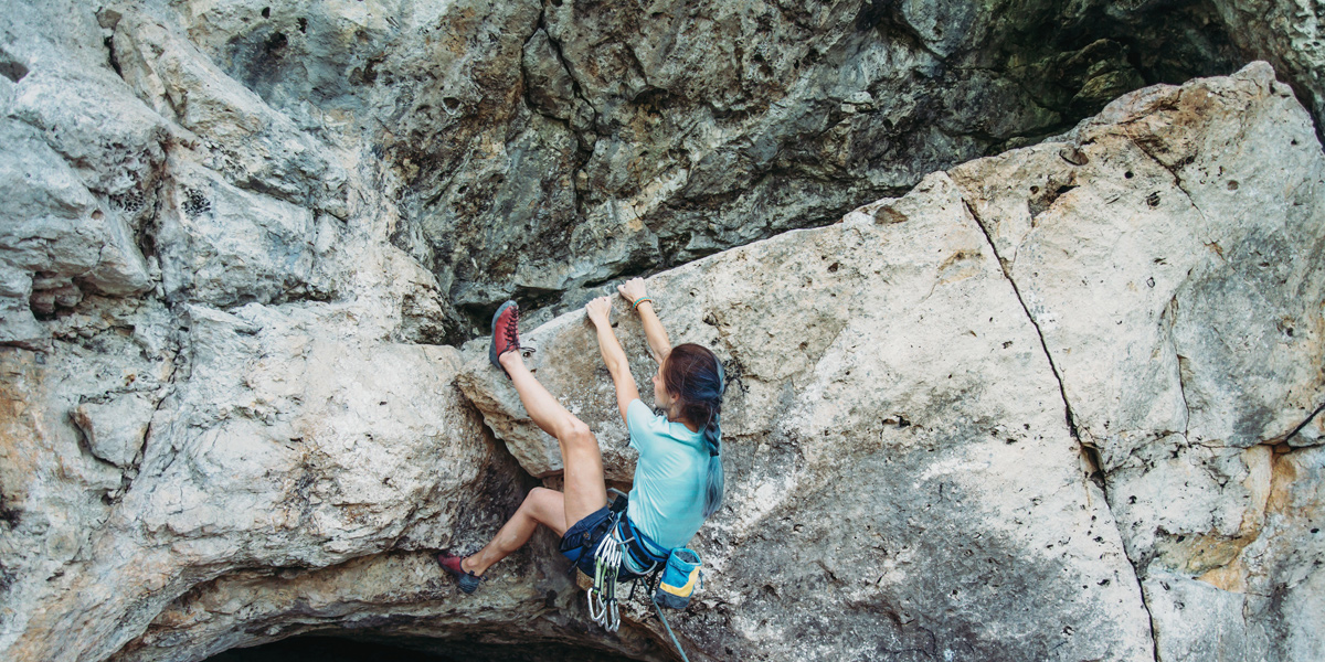 Girl bouldering
