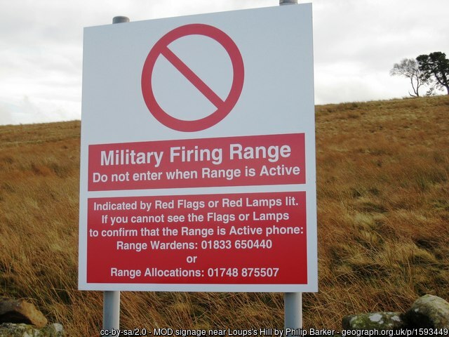 Typical Danger Area sign