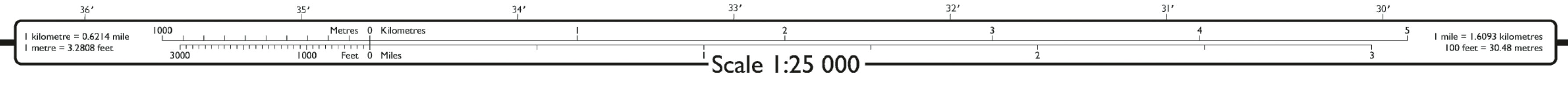 Example of a scale from an OS Explorer 1: 25 000 map