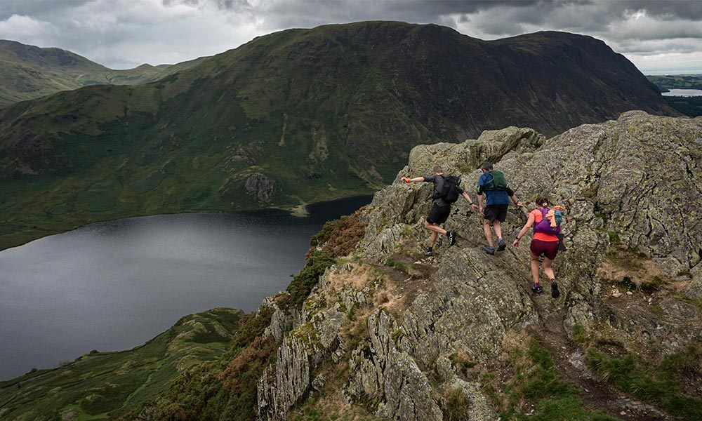 Descending Rannerdale Knotts towards Crummock Water