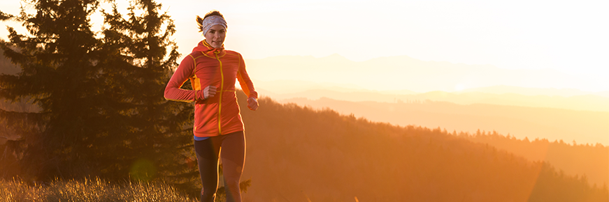 Trail running on a hill