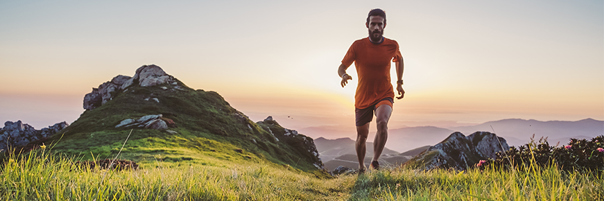 Trail running in the mountains