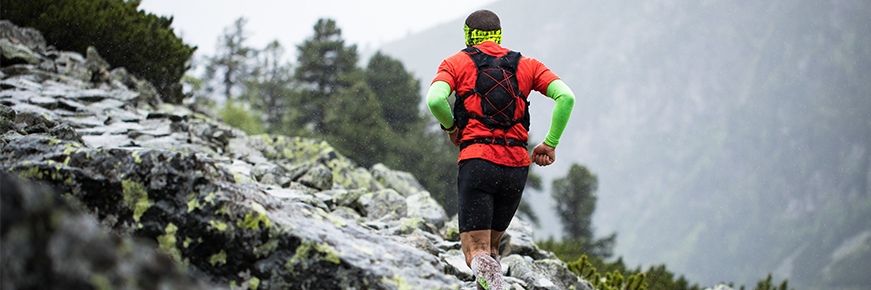Trail running up a mountain
