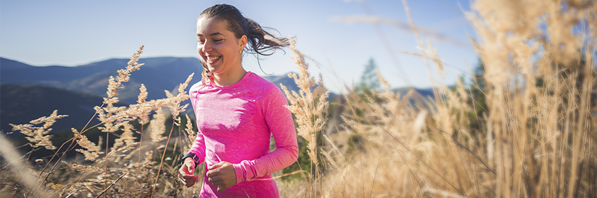 Running through a field