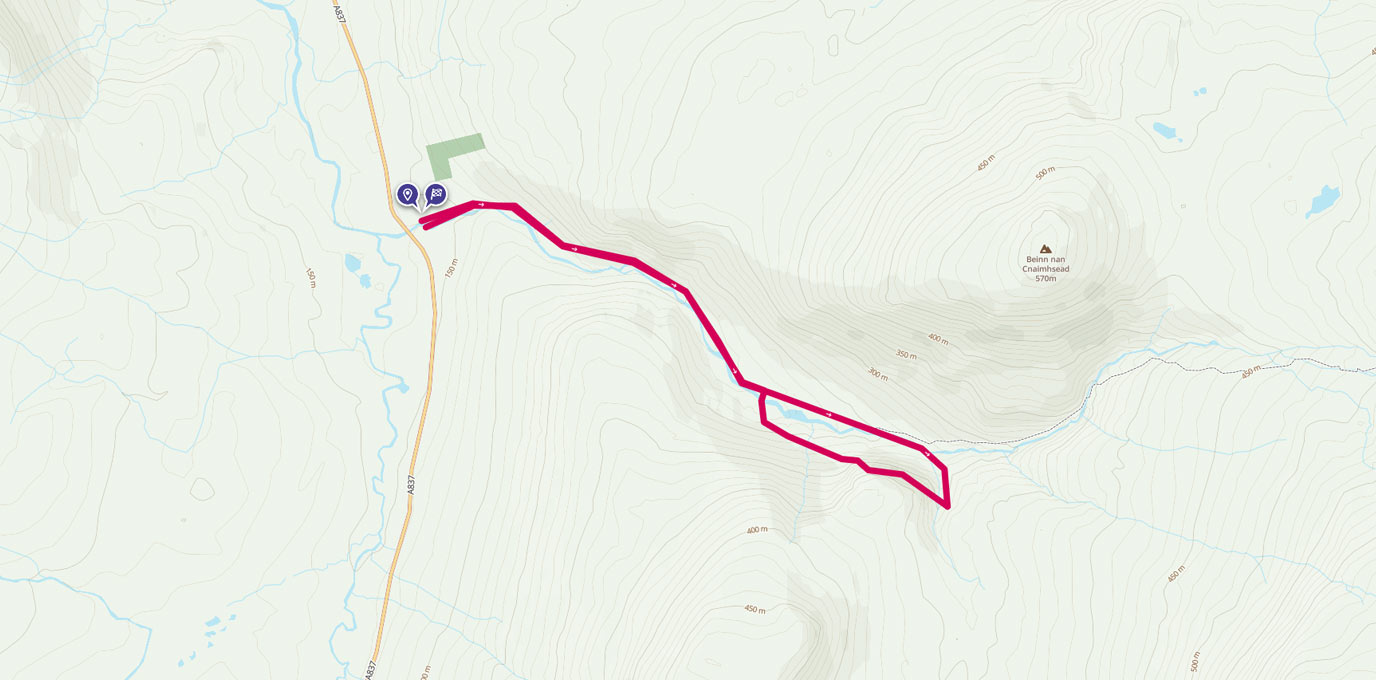 Bone Caves walking route map line