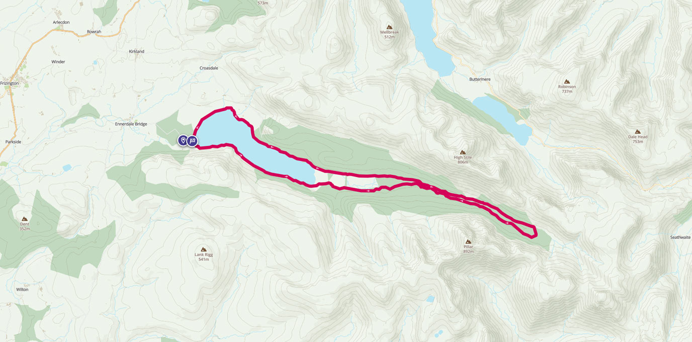 Ennerdale Forest walk route on map