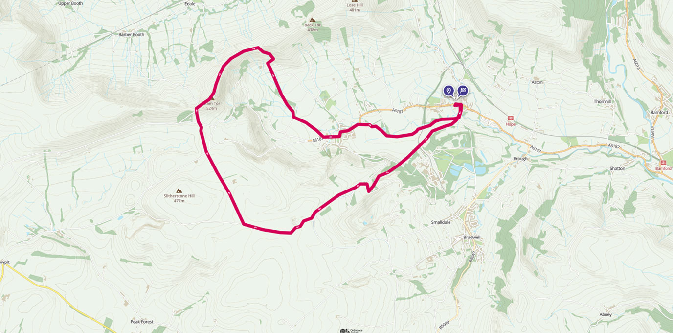 Hope Mam Tor route line