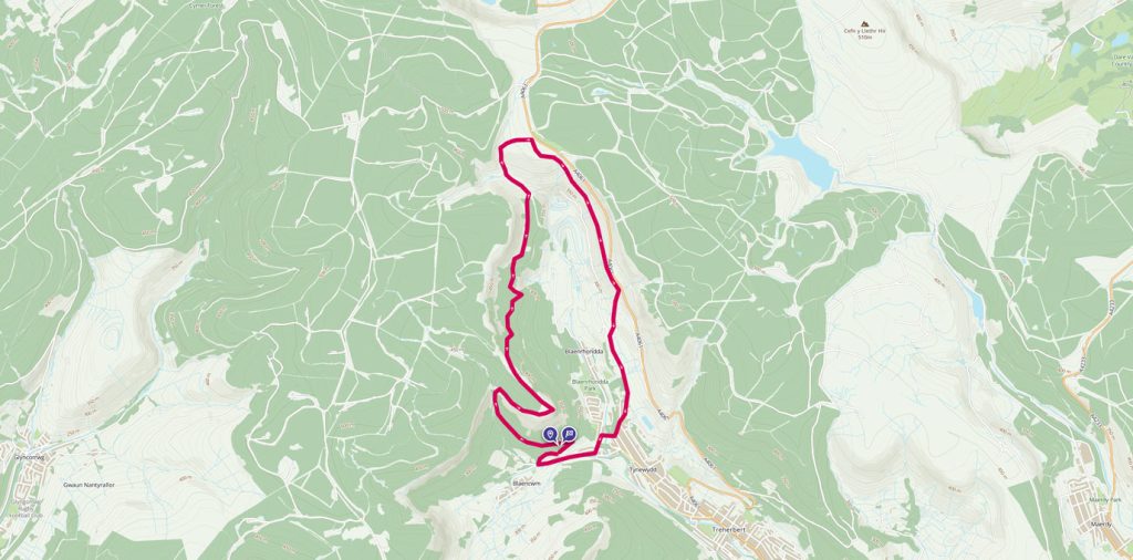 Pen Pych walking route map
