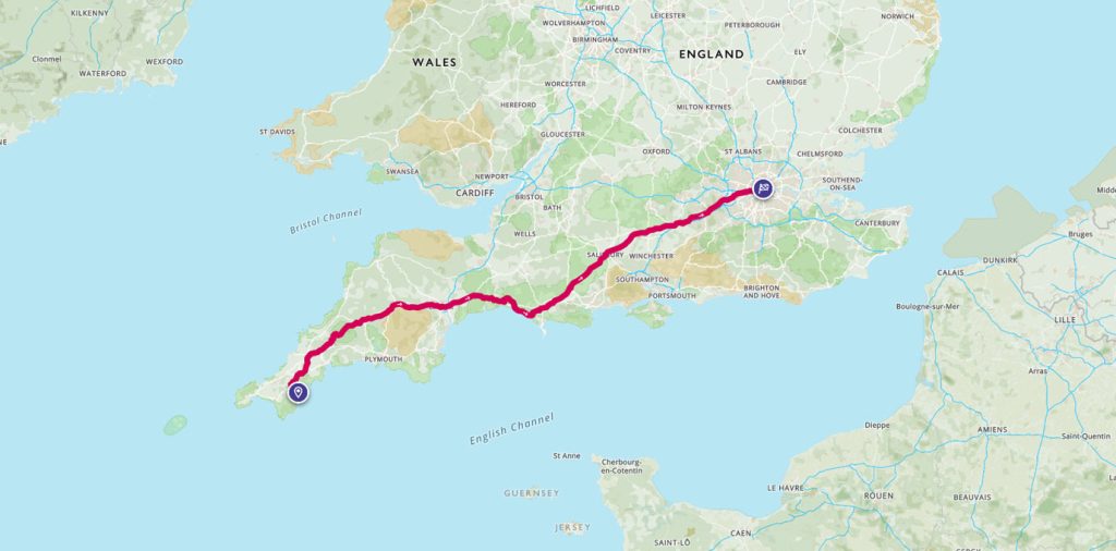 The Trafalgar Way Cycling route on map
