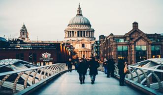 Pedestrians on a footbridge
