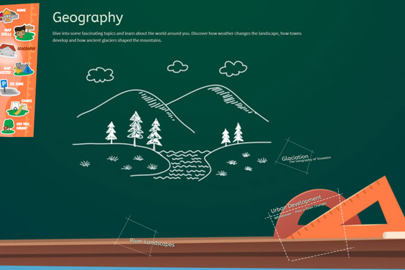 A hill drawn in chalk on a blackboard