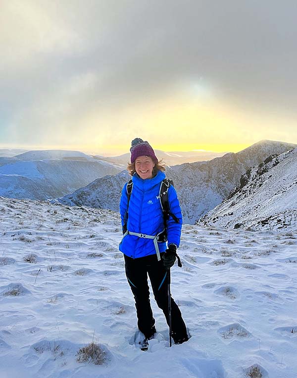 Phillipa Cherryson hiking in the snow