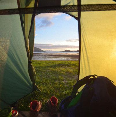 View from inside a tent