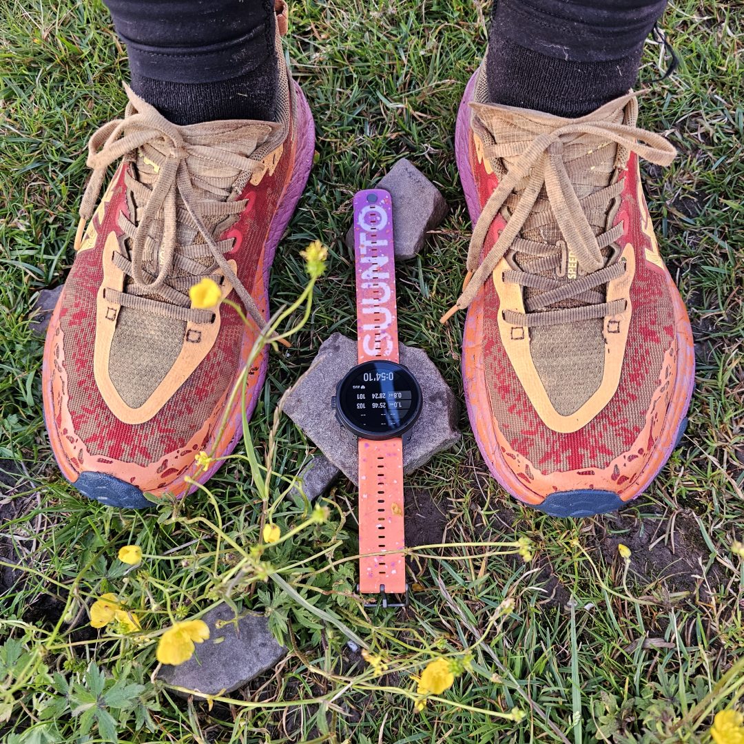 trail running trainers and watch