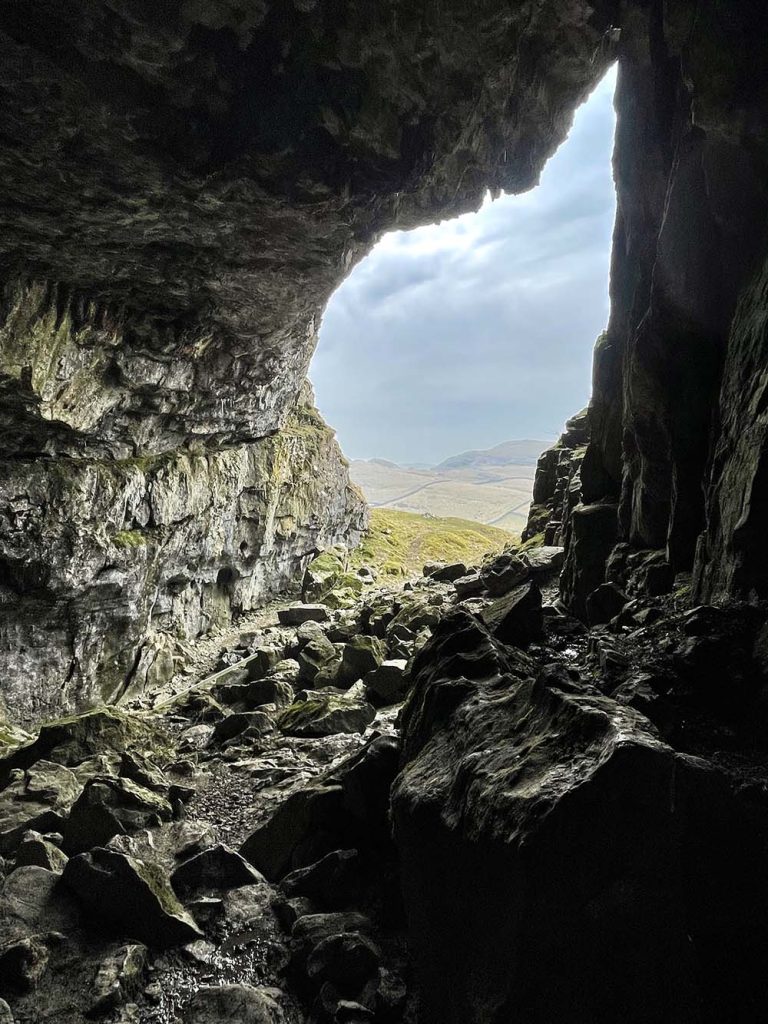 Victoria Cave Walk Yorkshire Dales - looking in the cave