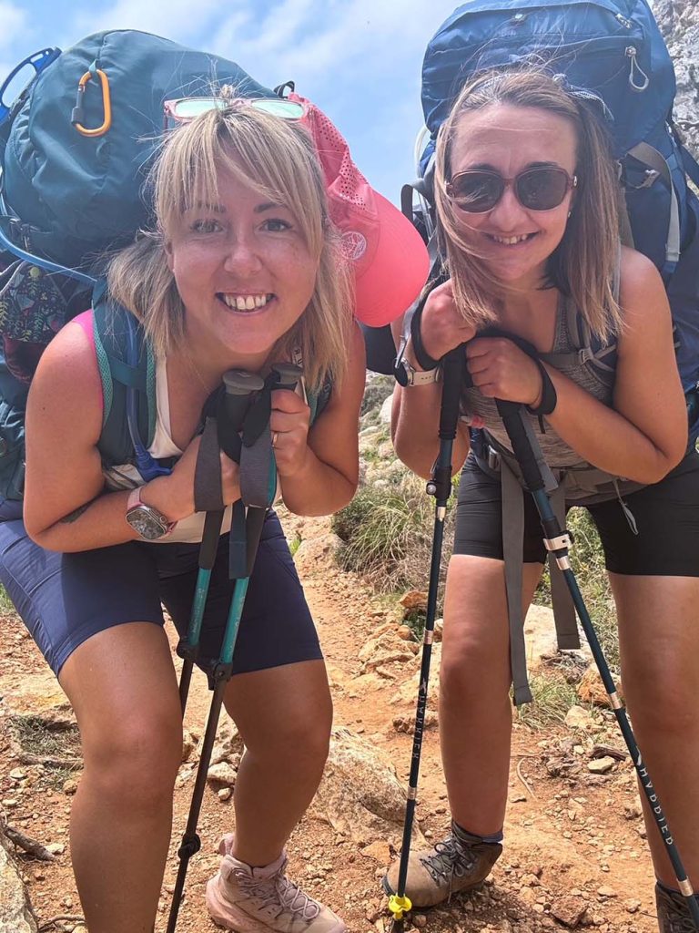Chrissy hiking the gruelling GR223 in Menorca
