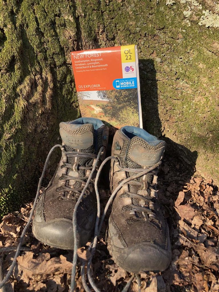 New Forest OS Map in hiking boots
