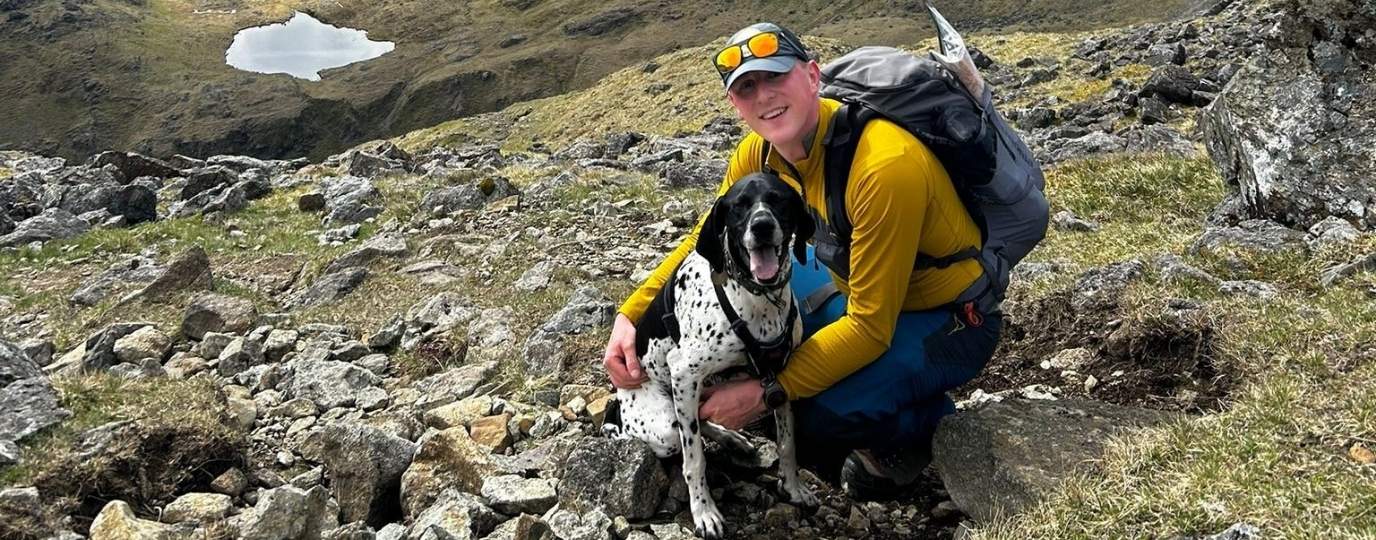 Kris and his dog on Bla Bheinn Isle of Skye