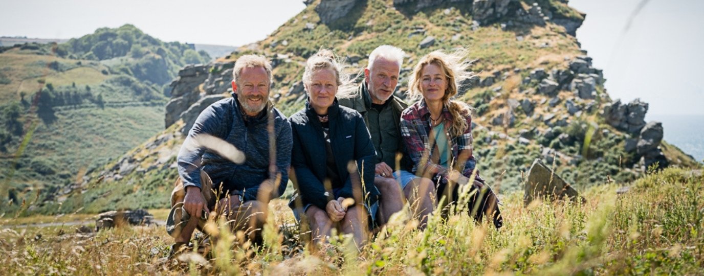 Gillian Anderson and Jason Isaacs with Moth and Raynor Winn