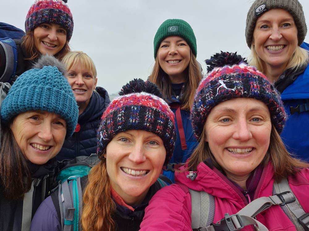 Forces Wives Challenge poppy Hikes - group of women with bobble hats