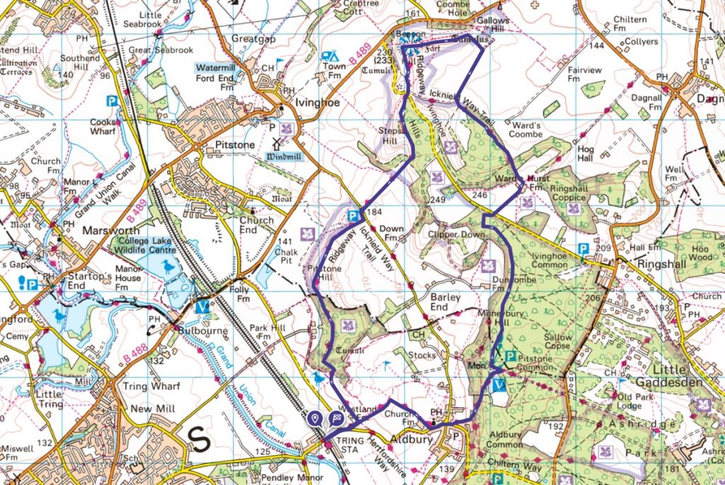 ivinghoe beacon from tring station map