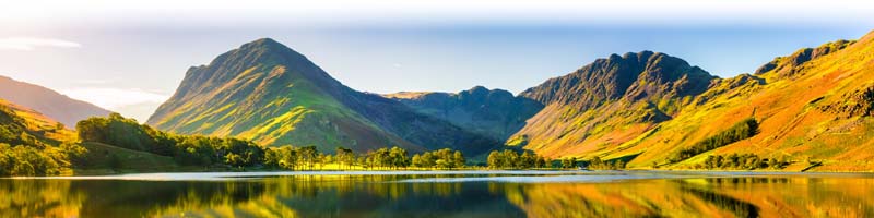 Beautiful morning panorama of Buttermere lake in the Lake District. England