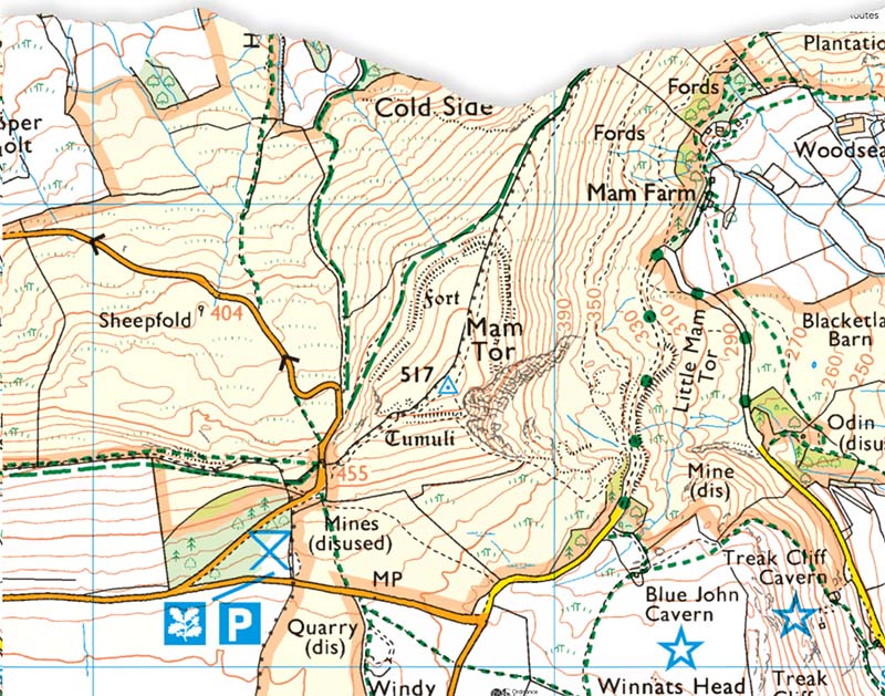 OS Explorer Map of Mam Tor area