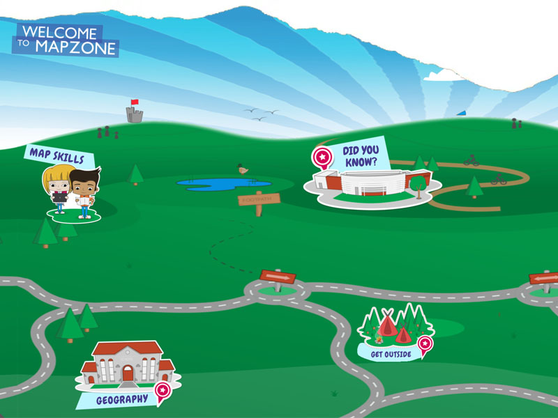 Screenshot of the OS Mapzone webpage showing interactive features