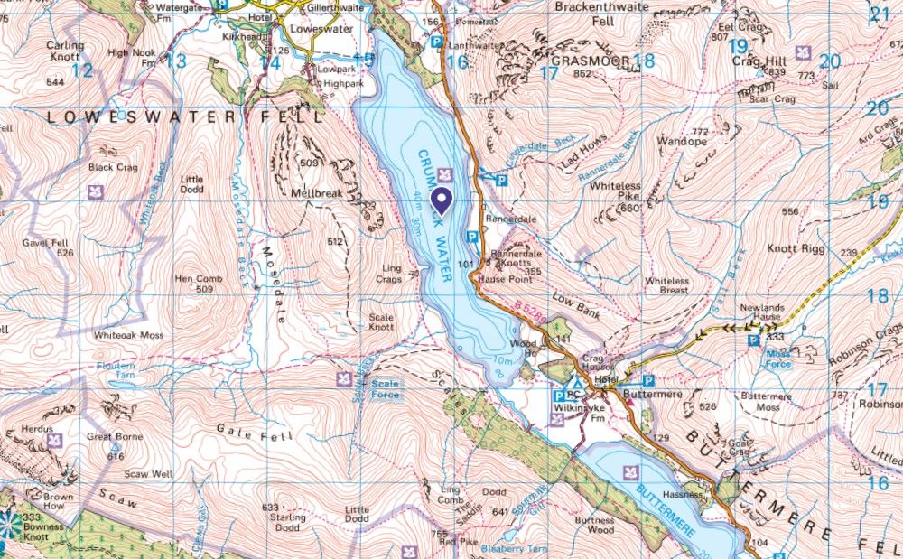 crummock water lake map for walking