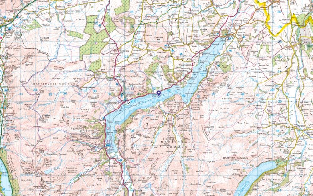 Ullswater map of footpaths