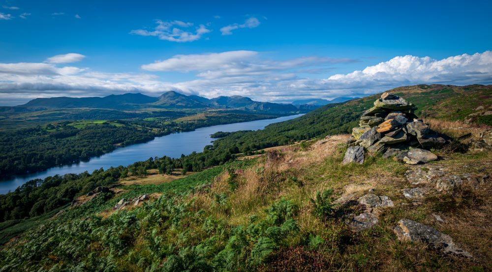 view of coniston water from up high