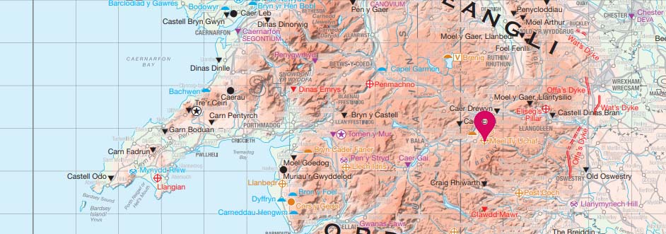 Ancient Britain Map - Moel Tŷ Uchaf
