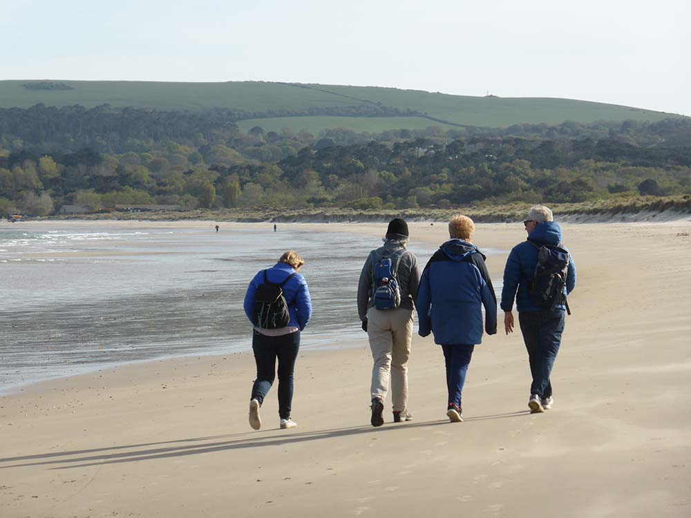 Walkers on Studland Beach, Jurassic Coast