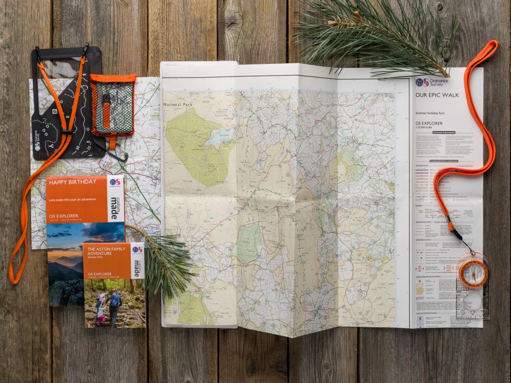 Christmas map gifts on a table