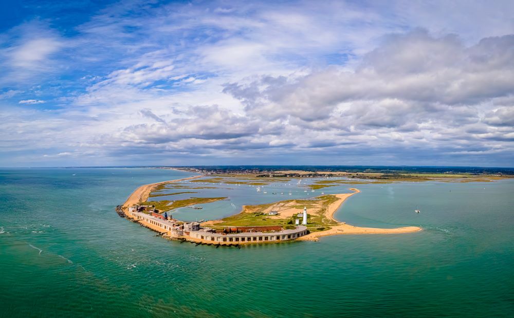 Aerial view of Hurst Castle on The Solent Needles