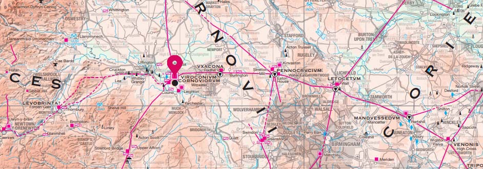 Roman Britain Map - Wroxeter Roman City