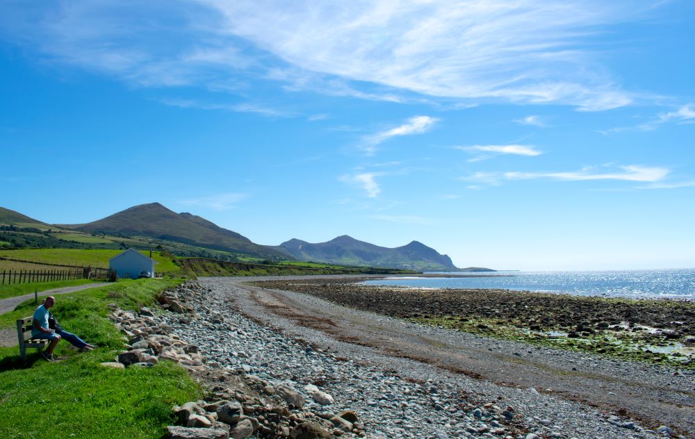 seaside village of Trefor llyn peninsula with Yr Eifl in the background
