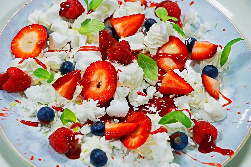 Eton mess dessert in a bowl