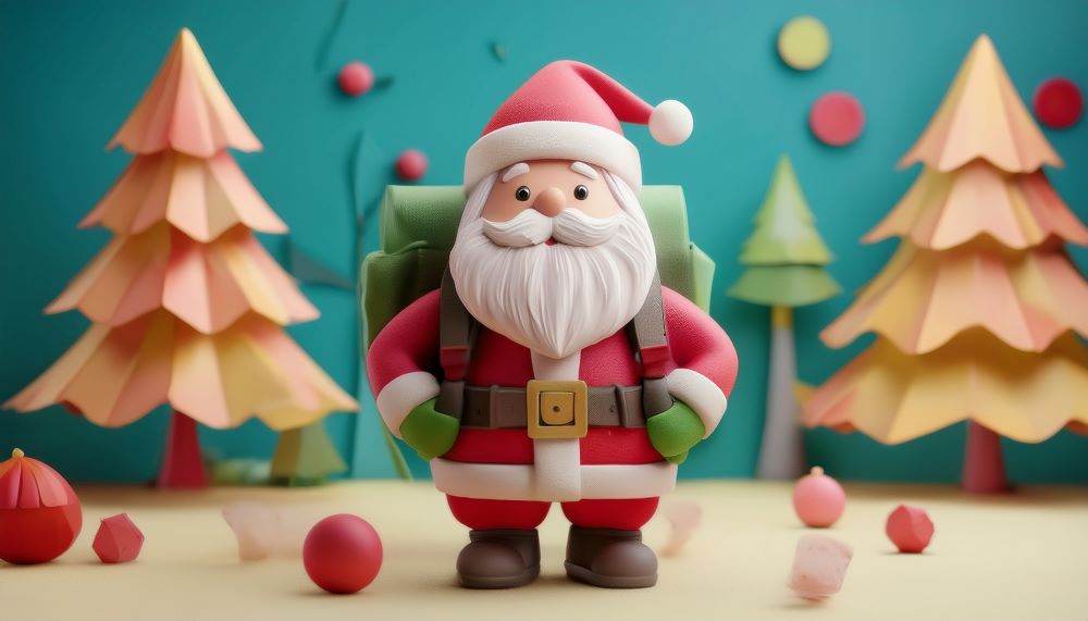 santa with a back pack