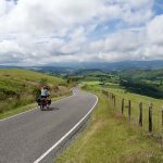 national cycle network route 8 - cycling down a hill into a valley