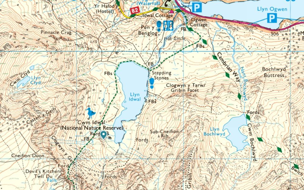 Map of Cwm Idwal