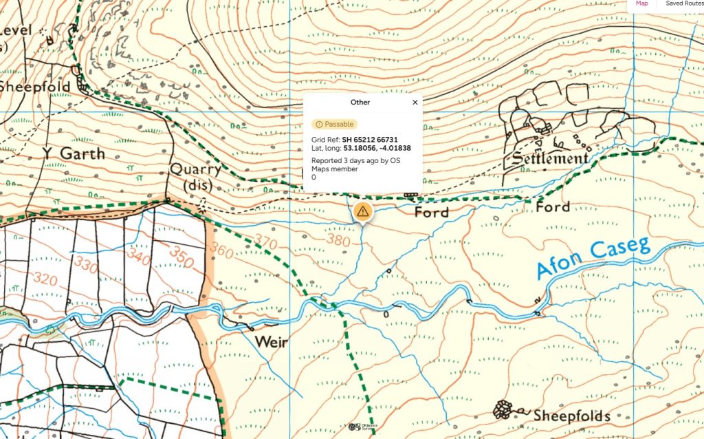 bog and stream on map