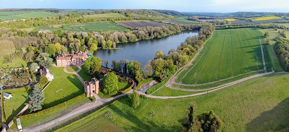 Aerial drone view of Lullingstone Castle 