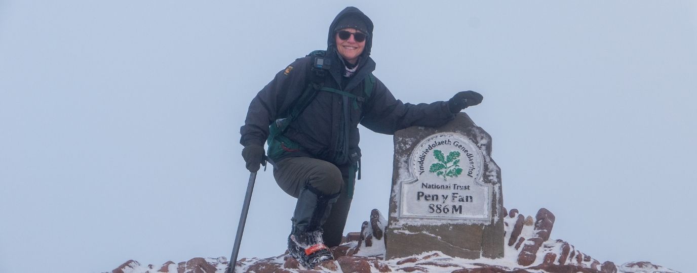 Julia at the summit of Pen Y Fan