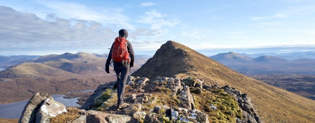 on a windy ridge in Scotland