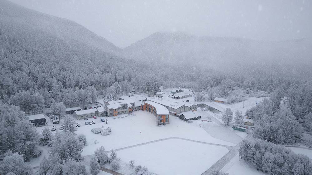 Glenmore lodge in the snow