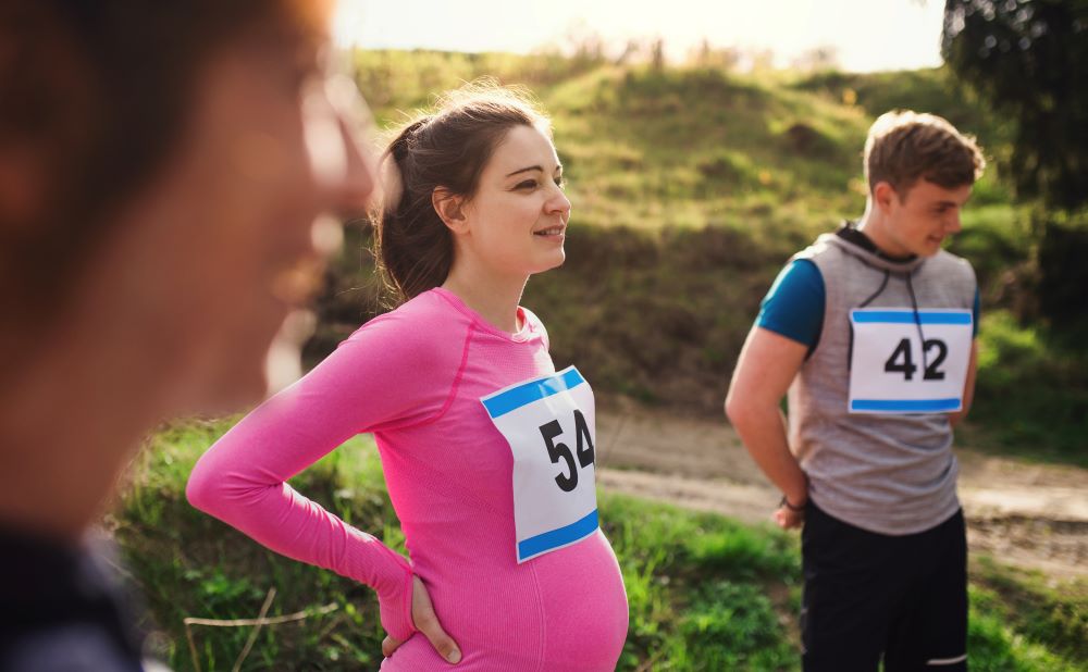 pregnant woman running