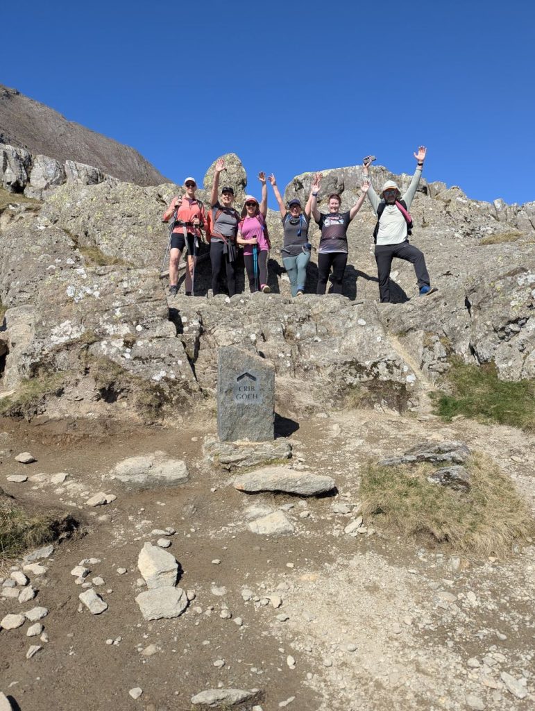 Sally hiking up Crib Goch
with a walking group