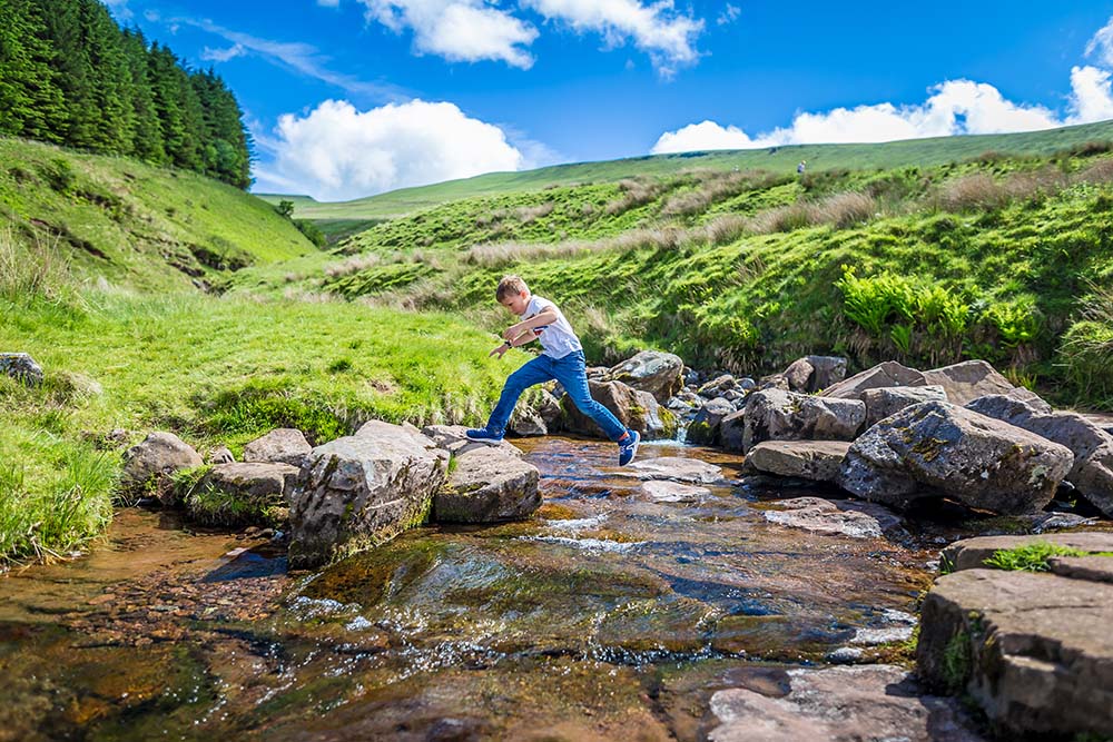 Boy in the national park of Brecon Beacons, Wales